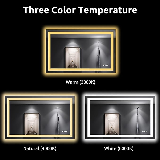 LOAAO 48"X30" LED Bathroom Mirror with Lights, Anti-Fog, Dimmable, Backlit + Front Lit, Lighted Bathroom Vanity Mirror for Wall, Memory Function, Tempered Glass, Shatter-Proof, ETL Listed