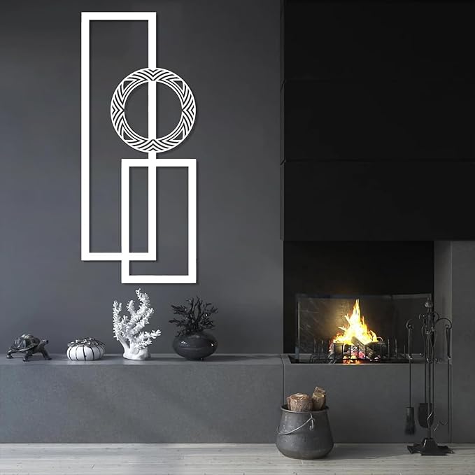 Modern Geometric Metal Wall Art, Modern Metal Wall Decor, Geometric Design Wall Art, Geometric Metal Wall Sculpture, Mid Century Wall Art, Metal Wall Hanging, Office Home Decor, Home Decor (17"x41"|44x105cm, Gold)