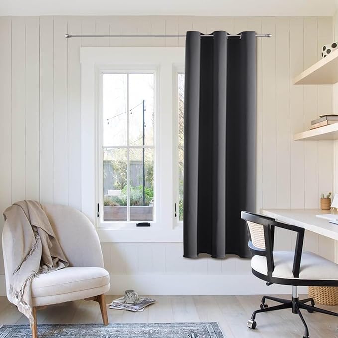 ChrisDowa Blackout Curtains 48 inches Long for Bedroom - Grommet Thermal Insulated Room Darkening Curtains for Living Room (1 Panel, Dark Grey, 42 x 48 Inch)