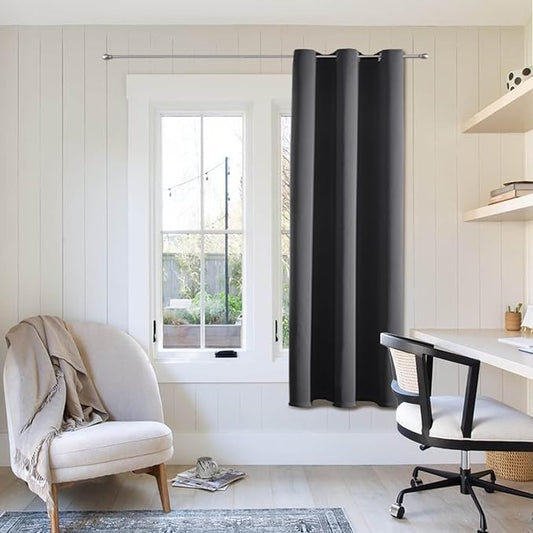 ChrisDowa Grommet Blackout Curtains for Bedroom - Thermal Insulated Room Darkening Curtains for Living Room (1 Panel Set, Dark Grey,42W x 63L)