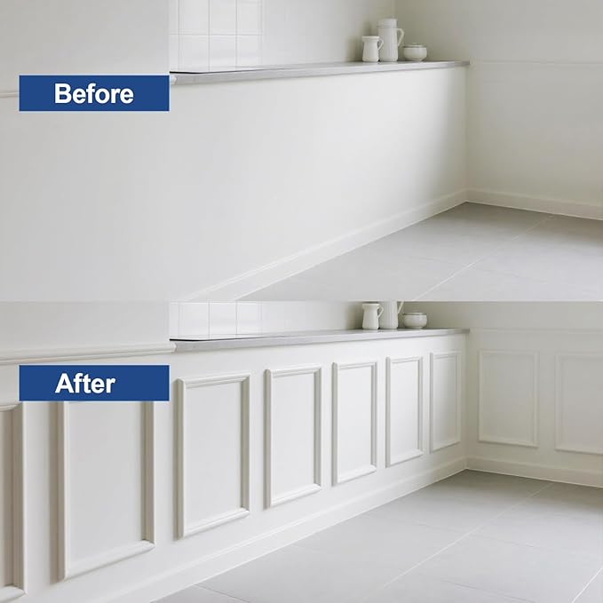 NeatiEase 8 Set Peel and Stick Wall Molding Trim Kit, 24" x24" Premade Wainscoting Panels, Self Adhesive Moulding Panel for Interior Walls Picture Frame