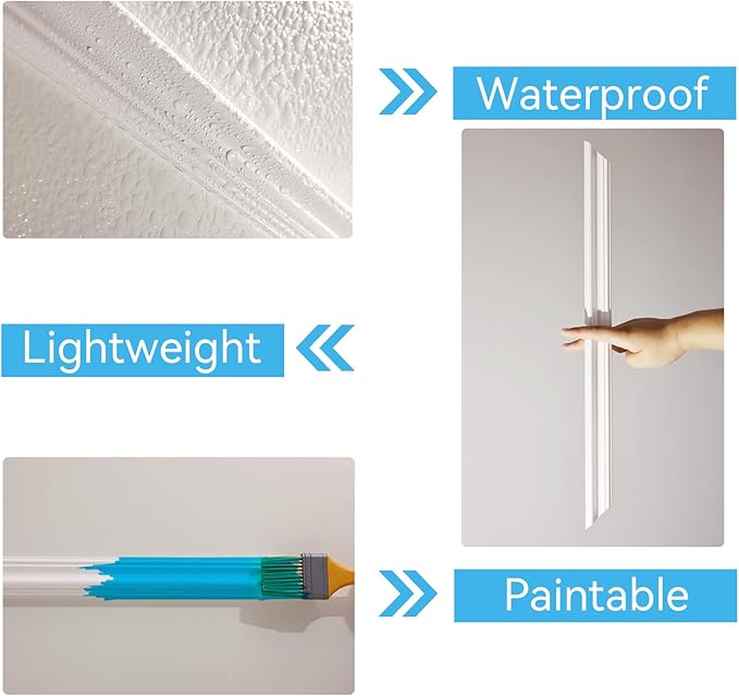 OUZUGIE Peel and Stick Wall Molding Kit Pre-Cut Wainscoting Panels for Easy DIY Interior Wall Decor & Accent Walls