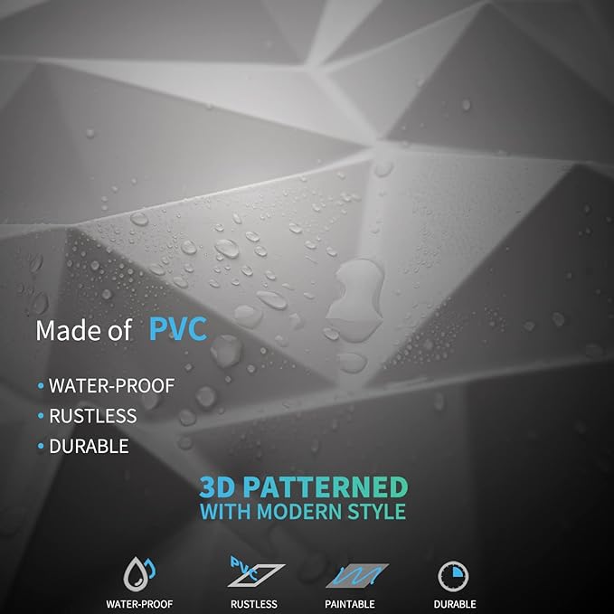 Art3d 19.7" x 19.7" (Pack Of 12) Wall Panel Diamond, White