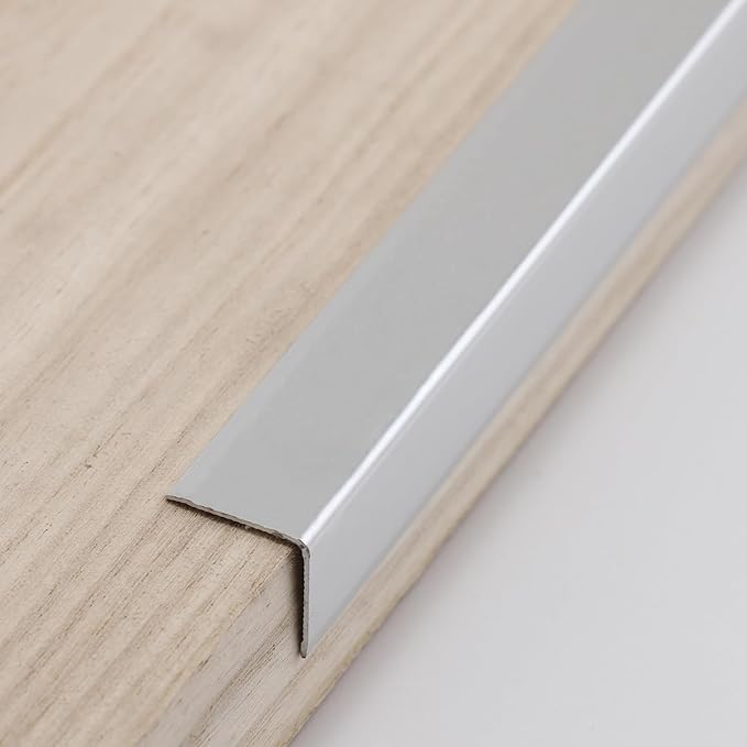 Aluminum Corner Guards, Peel and Stick L-Shaped Molding Trim for Wall Table Door Frame Protection and Decoration (Matte Silver, 3Pcs x 2.9ft x 0.8in)