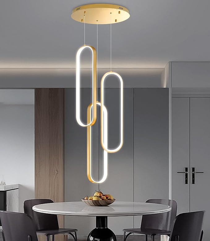 Modern Ring Chandelier LED Dimmable Flush Mount Ceiling Light for Foyer Living Room Staircaes Gold