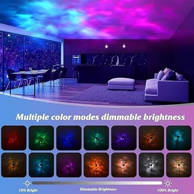 Aurora Dreamscape Projector, Aurora Lampe, for Bedrooms, Living Rooms, & Bathrooms, Light Cordless Rechargeable, 3/16 Colors 4 Modes Northern Lights Lamp with Touch, Remote (3 Colors,Rechargeable)