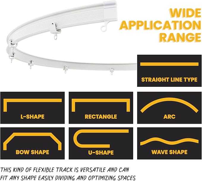 100% Blackout Room Divider Curtains - with Flexible Ceiling Curtain Track, Noise Reduce Barrier for Portable Curtain for Sliding Glass Door/Space Room Divider (Grey, W180 x L108, 1 Pack)