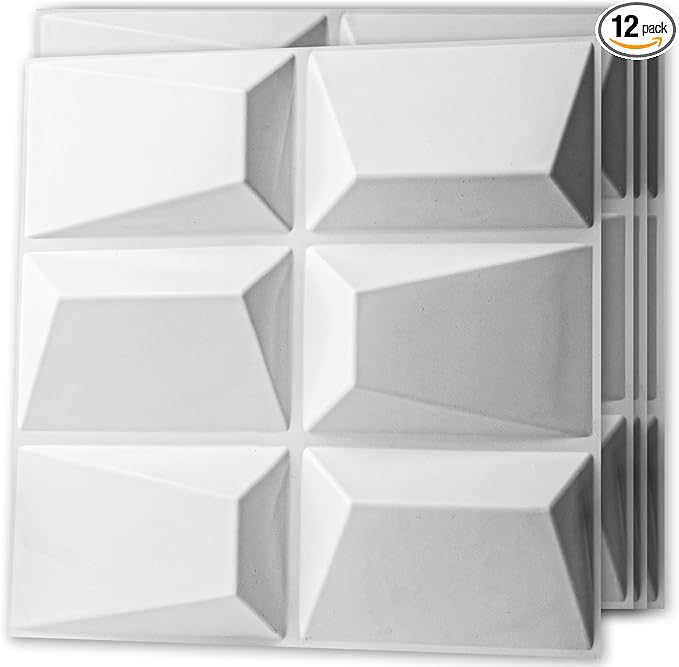 Art3d Decorative 3D Wall Panel, 32 Sq.FT PVC Interior Wall Decor for Living Room, Bedroom, Lobby, Office, Shopping Mall, White
