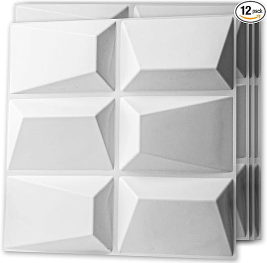 Art3d Decorative 3D Wall Panel, 32 Sq.FT PVC Interior Wall Decor for Living Room, Bedroom, Lobby, Office, Shopping Mall, White