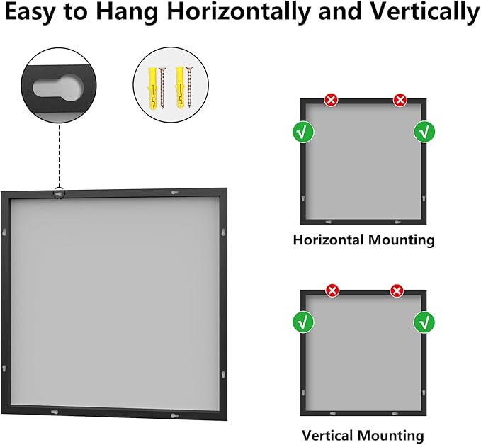 Koonmi Bathroom Mirror 30x30 Black Bathroom Wall-Mounted Mirrors, Modern Vanity Mirror for Bedroom, Living Room, Aluminum Alloy Frame Allow to Hang Horizontally or Vertically