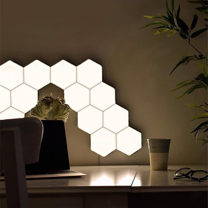 MODOAO Hexagonal Wall Light, Touch Sensitive Modular LED Night Light, DIY Geometry Splicing Hex for Living Room, Bedrooms, DIY Lovers, Gifts - US Plug (6 PCS)