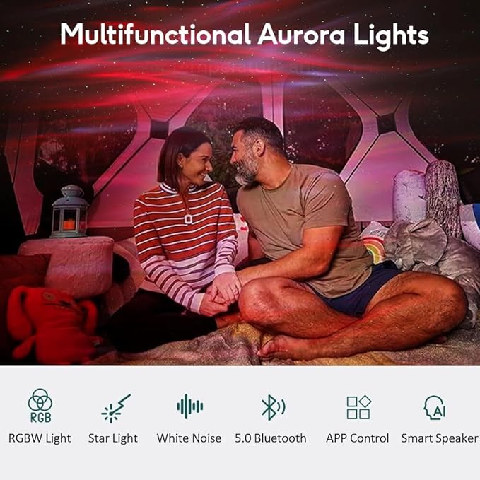 Northern Lights Projector with 33 Effects, Bluetooth Speaker, White Noise, Star Projector for Bedroom, Ceiling Aurora Light Projector with Remote, Timer for Kids Adults