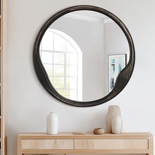 AOAOPQ Circle Mirror Round Mirror Wash Black Frame Wall Mounted Mirrors for Entryway Bedroom Round Mirrors for Wall Decor 20 Inch