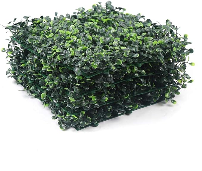 48 PCS Grass Wall Panels, 10"x 10" Artificial Boxwood Hedge Greenery Backdrop Covers, Privacy Hedge Screen for Indoor Outdoor Garden Backyard Fence