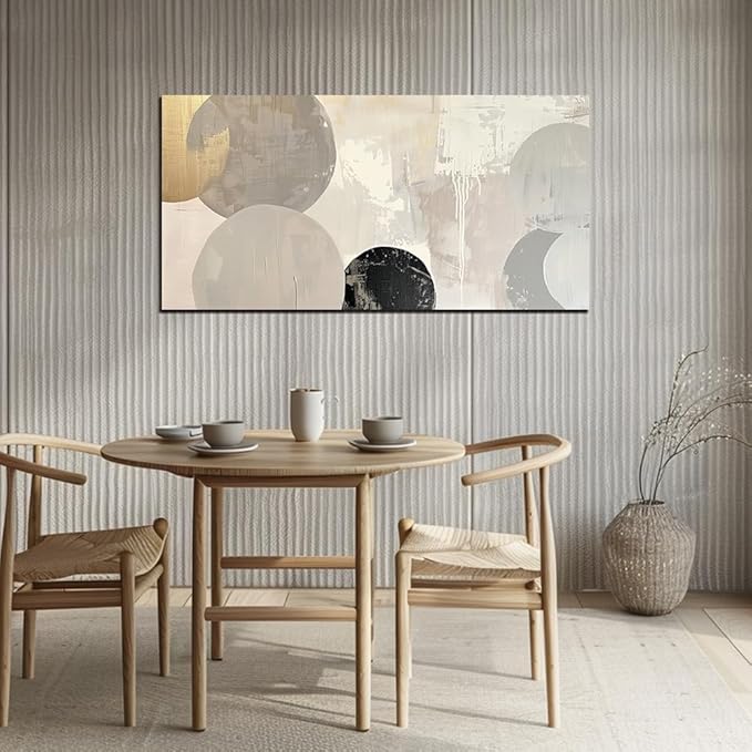 Abstract Wall Decor Grey Watercolor Circle Canvas Wall Art Pictures for Living Room Modern Art Print for Bedroom Boho Wall Art Painting for Home Office Decorations(20"x40")