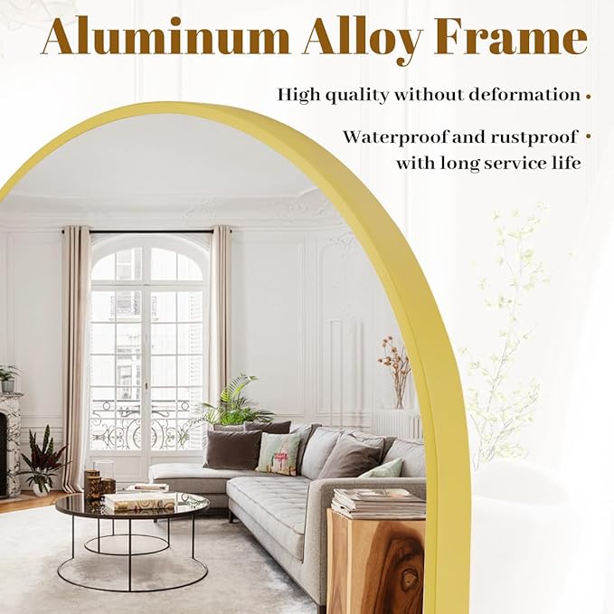 20x30 Arch Wall Mirror, Gold Bathroom Mirrors for Over Sink, Metal Frame Wall Decor for Entryway, Bedroom, Living Room