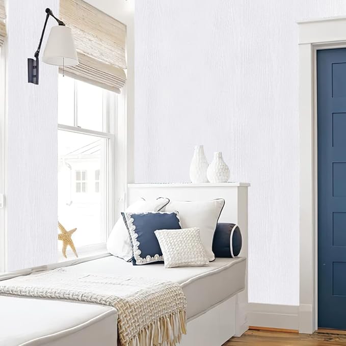 Arthome Peel and Stick Wallpaper - White Wood Contact Paper - White Wallpaper - Self-Adhesive, Removable and Waterproof for Cabinet, Countertop (35.4" x 120")