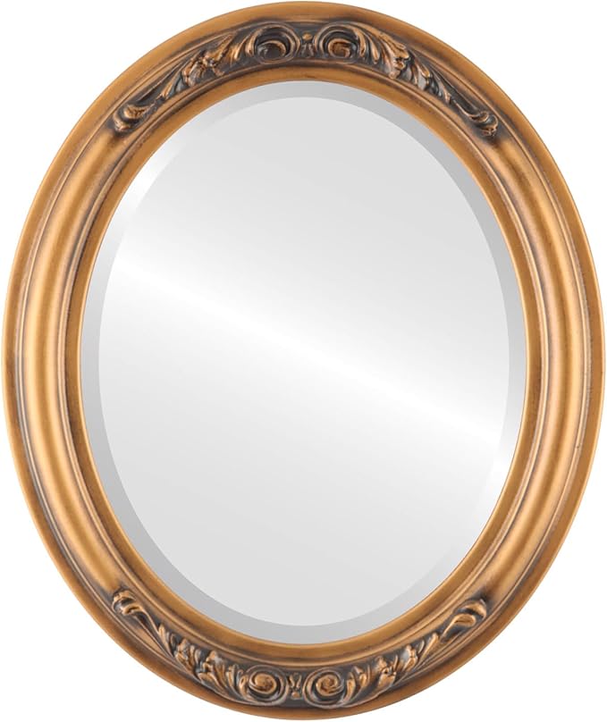 OVALCREST Oval Beveled Wall Mirror for Home Decor - Florence Style - Sunset Gold - 34" x 28"