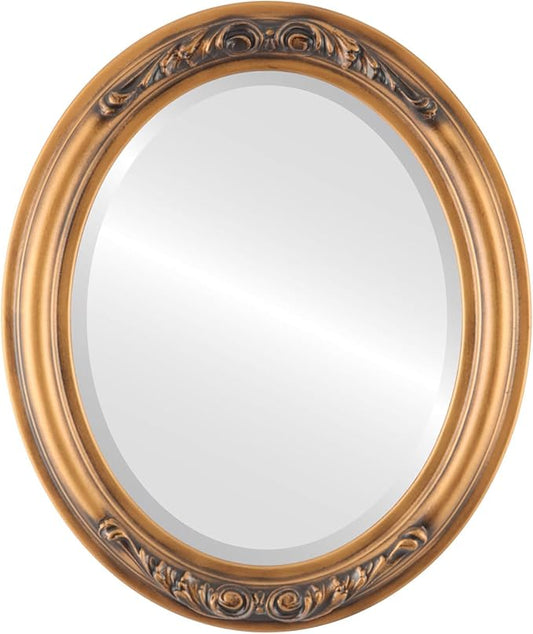 OVALCREST Oval Beveled Wall Mirror for Home Decor - Florence Style - Sunset Gold - 32" x 26"