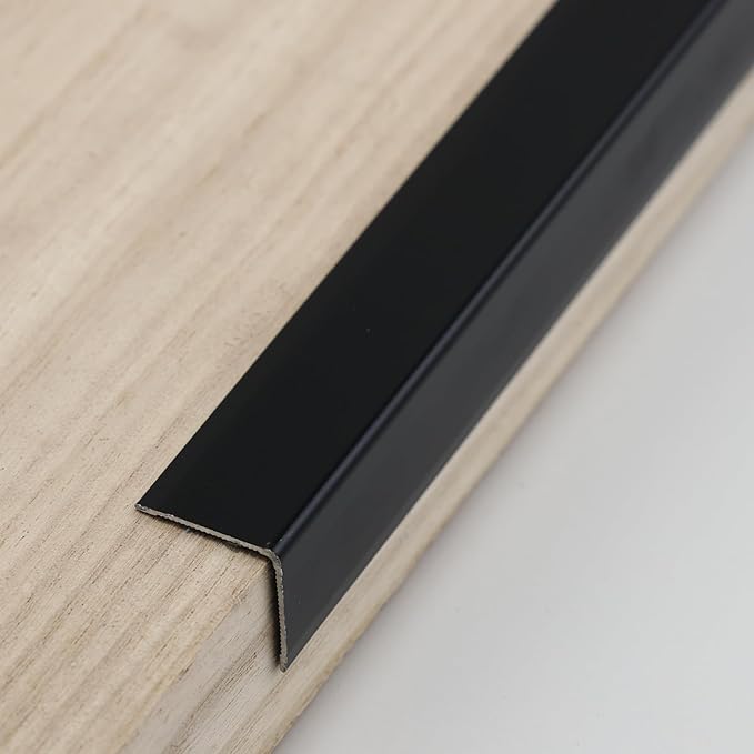Aluminum Corner Guards, Peel and Stick L-Shaped Molding Trim for Wall Table Door Frame Protection and Decoration (Matte Black, 3Pcs x 4.26ft x 0.8in)