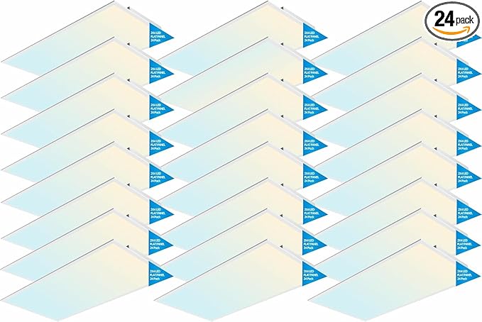 2x4 FT LED Light Flat Panel, 40W-72W, 5 CCT 3K | 3.5K | 4K | 5K | 6.5K, Dimmable Recessed Drop Ceiling Lights, 3750/5000/6250/7500/9000 Lumens, Lay in Fixture for Office, 120-277V, UL DLC(24 Pack)