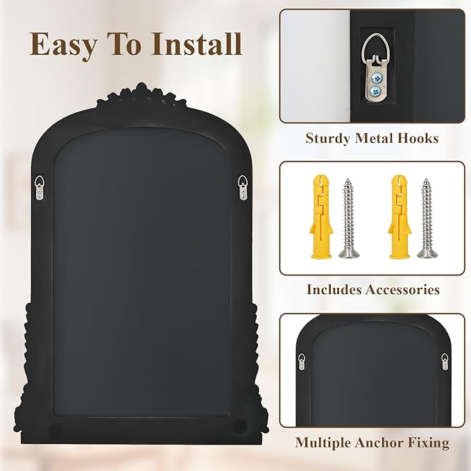 40x28 Beaded Arched Mirror, Bathroom Mirror for Over Sink, Metal Frame Wall Decor for Entryway, Bedroom, Living Room, Silver