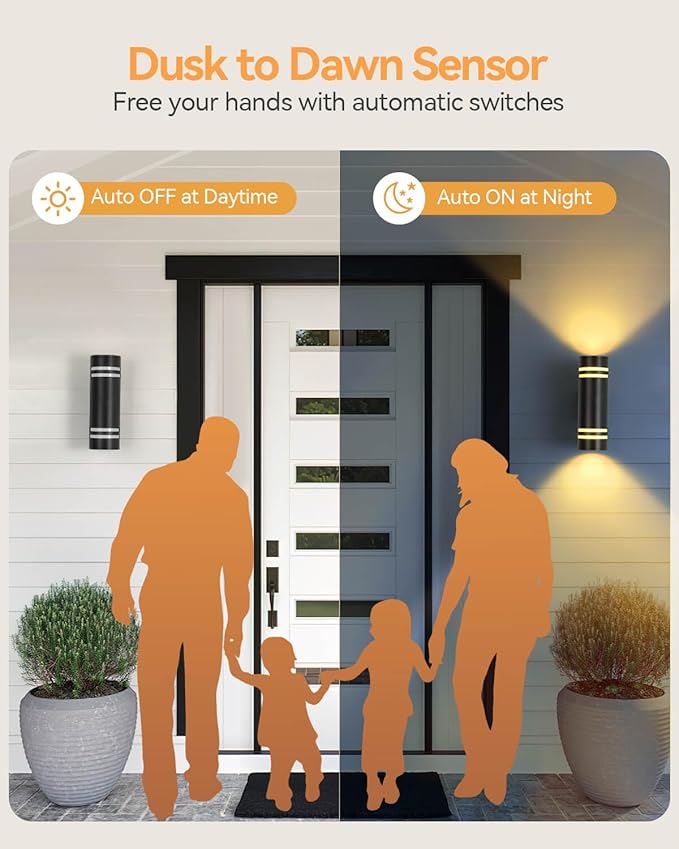 KIZON Smart Porch Light RGBCW Dusk to Dawn Outdoor Wall Lights, WiFi APP Control Exterior Wall Sconce Up and Down Lights Outdoor Lights for House Patio Garage, Compatible with Alexa Google Assistant