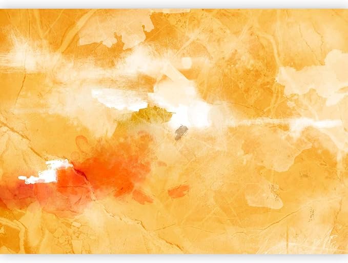 artgeist Wall Mural Abstract 118x83 in - XXL Non-Woven Wallpaper Fleece Wall Decor Photo Print Picture Image Design Home Aquarell Paint Stains Like Painted Orange a-A-0938-a-a