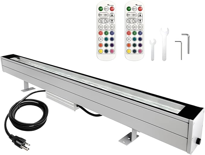 Ocean Wave Wall Wash Lighting, 60W Water Effect Projector Wall Washer LED Lights with Remote, RGBW Ambient Stage Lighting, 120V, Dimmable &Timing&11 Modes Color LED Light Bar