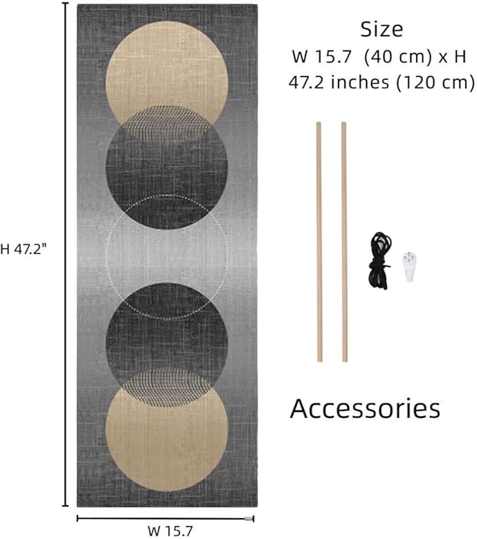 Japanese Hanging Scroll Wall Art: Zen-Enso Circle Vertical Tapestry - W15.7xH47.2" - Feng Shui & Lucky Symbols for Home, Office Decor - HD Print-CTT-7