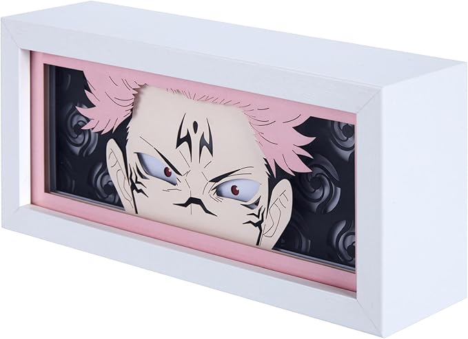 Anime LED Light Box, Manga Shadow Box Frame, Anime Paper Cut, Table Lamp for Anime Enthusiasts, RGB Multi Color Light, Night Light for Room Decor, Unique Anime Desk Decor (Sukuna)