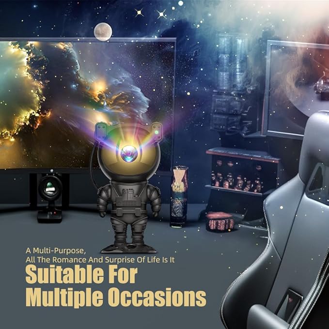 AceGamer Astronaut Galaxy Projector Night Light with Timer and Remote Star Starry Nebula LED Lamp, Gift for Kids and Adults for Bedroom, Christmas, Birthday, Valentine's Day etc. (Black-Golden)