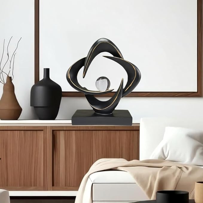Abstract Sculpture Art Home Decor Accents Modern Decorative Objects for Living Room Shelf Coffee Table TV Stand Cabinet Office Decor Accents (Black)