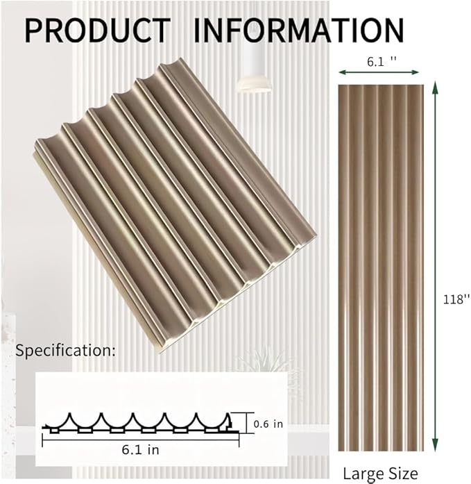 4PCS 3D Acoustic Slat Wall Panels Circle Design Fluted Textured Panel for Interior Wall Decor 118"x6" (Graphite)