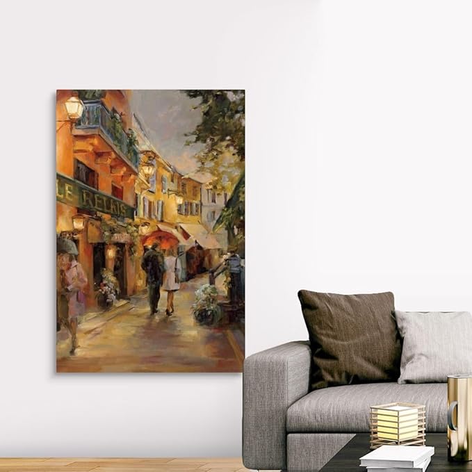 CANVAS ON DEMAND Evening in Paris Canvas Wall Art Print by Marilyn Hageman, Traditional, Home Decor, Street Scene Artwork, Nature Artwork, 40" x60in