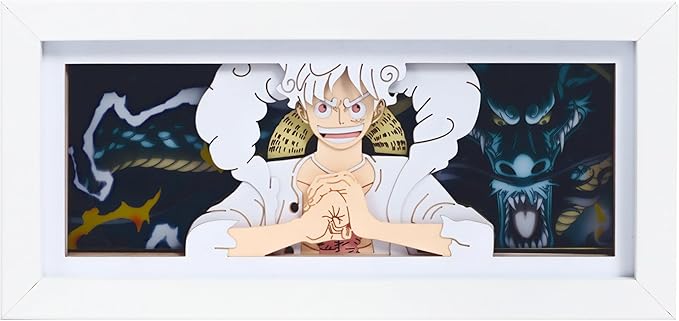 Anime LED Light Box, Manga Shadow Box Frame, Paper Cut, Table Lamp for Anime Enthusiasts, RGB Multi Color, Night Light for Room Decor, Unique Anime Desk Decor (Luffey V2)