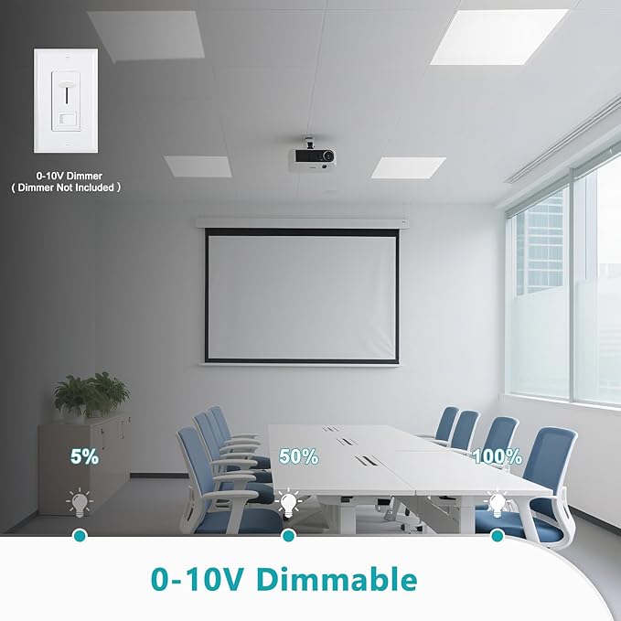 2x2 LED Flat Panel Light for Drop Ceiling, 0-10V Dimmable, 30W/40W/50W Selectable, 4CCT 3000K/4000K/5000K/6000K, Up to 5500LM, ETL Listed, 100-277V, 16 Pack