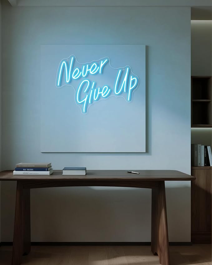 NEVER GIVE UPLED Neon Sign for Wall Decor,Neon Lights Party Decorations, USB Powered Switch Neon Lights lighting adjustable for Office Room, Gym Room, Man Cave, Gamer Room