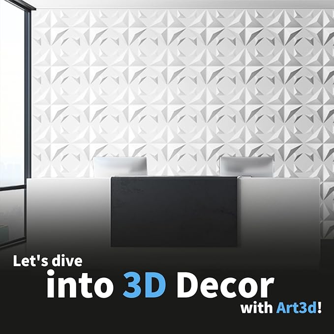 Art3d Decorative 3D Wall Panel, 32 Sq.FT PVC Interior Wall Decor for Living Room, Bedroom, Lobby, Office, Shopping Mall, White