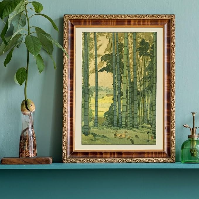 Nationcog Bamboo Grove Poster by Yoshida Hiroshi, Japanese Botanical Woodblock Art, Japandi Zen Decor, Relaxing Vintage Print for Home Spaces (Unframed) (12x18)