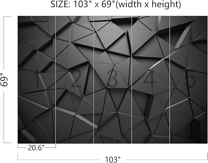 Cliouar-Black Geometric Figures 3D Wallpaper Mural 103" x 69"(Not Self-Adhesive)