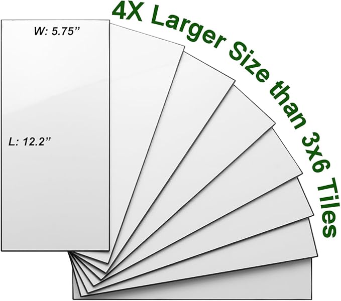 AULIGET 6" x 12" Polished White Thick PVC Peel and Stick Backsplash, Waterproof Subway Tile Peel and Stick Wall Tiles (Pack of 20)