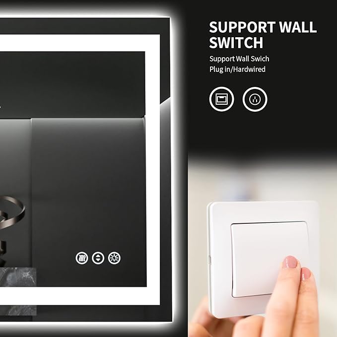 LOAAO 48"X28" LED Bathroom Mirror with Lights, Anti-Fog, Dimmable, Backlit + Front Lit, Lighted Bathroom Vanity Mirror for Wall, Memory Function, Tempered Glass, ETL Listed