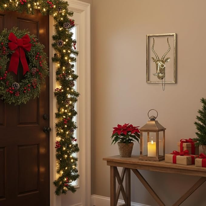 Newinhome Animal Heads Wall Decor (Includes Metal Frame) Resin Animals Sculptures Head Wall Hanging Decoration Gold vintage Wall Sculpture for Living Room Bedroom Office(Antelope)