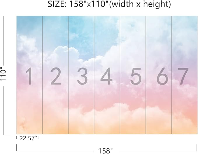 Cliouar-Wall Mural Wallpaper 3D Wallpaper Decorative Powder Cloud Bedroom Living Room Decor 158" x 110" (Not Self-Adhesive)