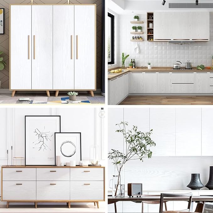 Arthome Peel and Stick Wallpaper - White Wood Contact Paper - White Wallpaper - Self-Adhesive, Removable and Waterproof for Cabinet, Countertop (17"x78.7")