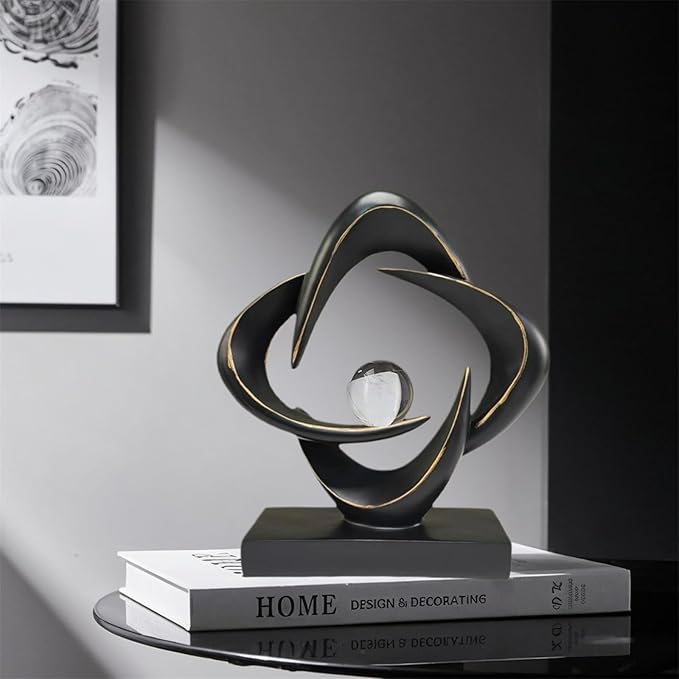 Abstract Sculpture Art Home Decor Accents Modern Decorative Objects for Living Room Shelf Coffee Table TV Stand Cabinet Office Decor Accents (Black)