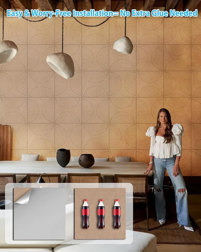 8 Pack Acoustic Wall Panels Self-Adhesive, 16" X 16" X 0.5" Decorative Acoustic Panels, Soundproof Wall Panels for Studio, Home & Living Room, Polyester - Cement Gray