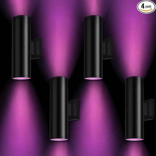 Bling RF Remote Control RGB Colour Changing Lighting LED Double Up and Down Outdoor Wall Light,White Temperature 2700k- 6500k RGB+CCT Exterior Wall Lighting (4 Pack)