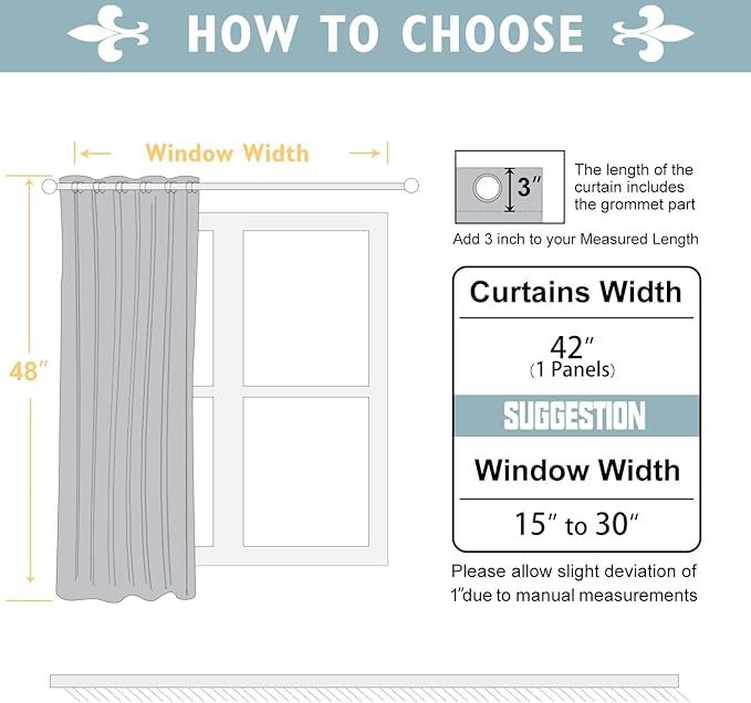 ChrisDowa Blackout Curtains 48 inches Long for Bedroom - Grommet Thermal Insulated Room Darkening Curtains for Living Room (1 Panel, Dark Grey, 42 x 48 Inch)